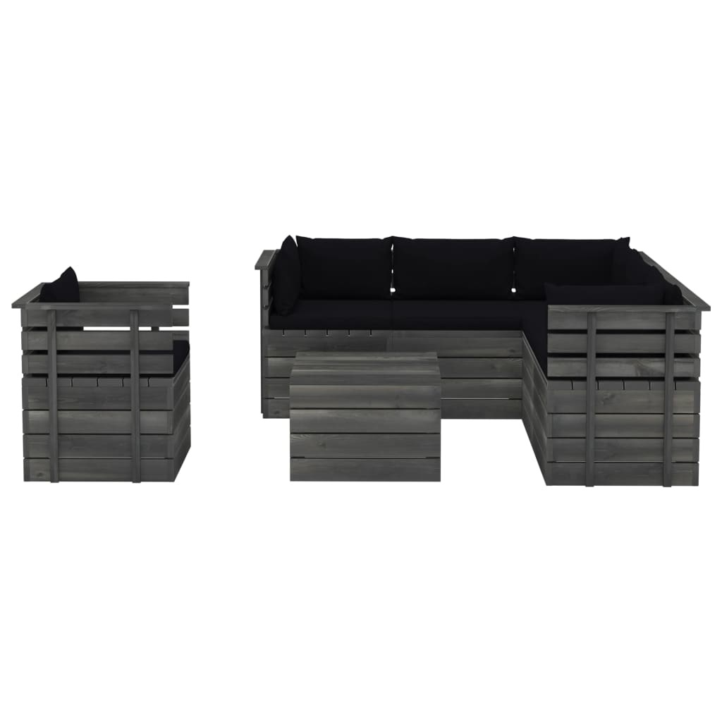 VidaXL 7-delige Loungeset met kussens pallet massief grenenhout