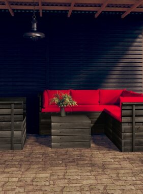 VidaXL 7-delige Loungeset met kussens pallet massief grenenhout