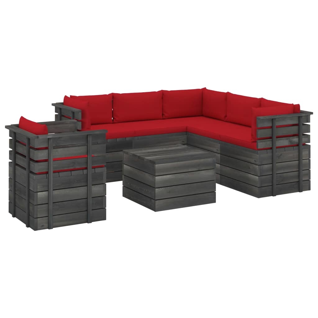 VidaXL 7-delige Loungeset met kussens pallet massief grenenhout