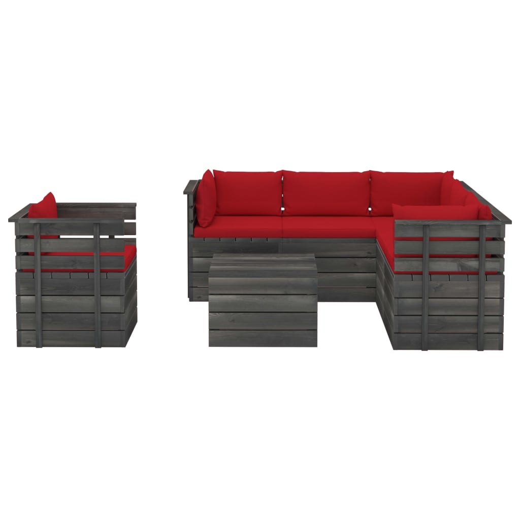 VidaXL 7-delige Loungeset met kussens pallet massief grenenhout