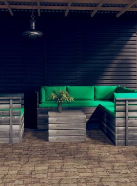 VidaXL 7-delige Loungeset met kussens pallet massief grenenhout