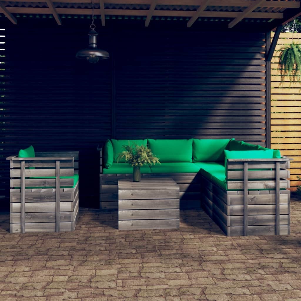VidaXL 7-delige Loungeset met kussens pallet massief grenenhout