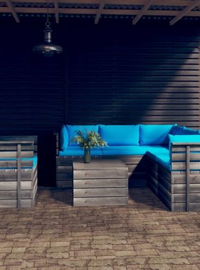 VidaXL 7-delige Loungeset met kussens pallet massief grenenhout