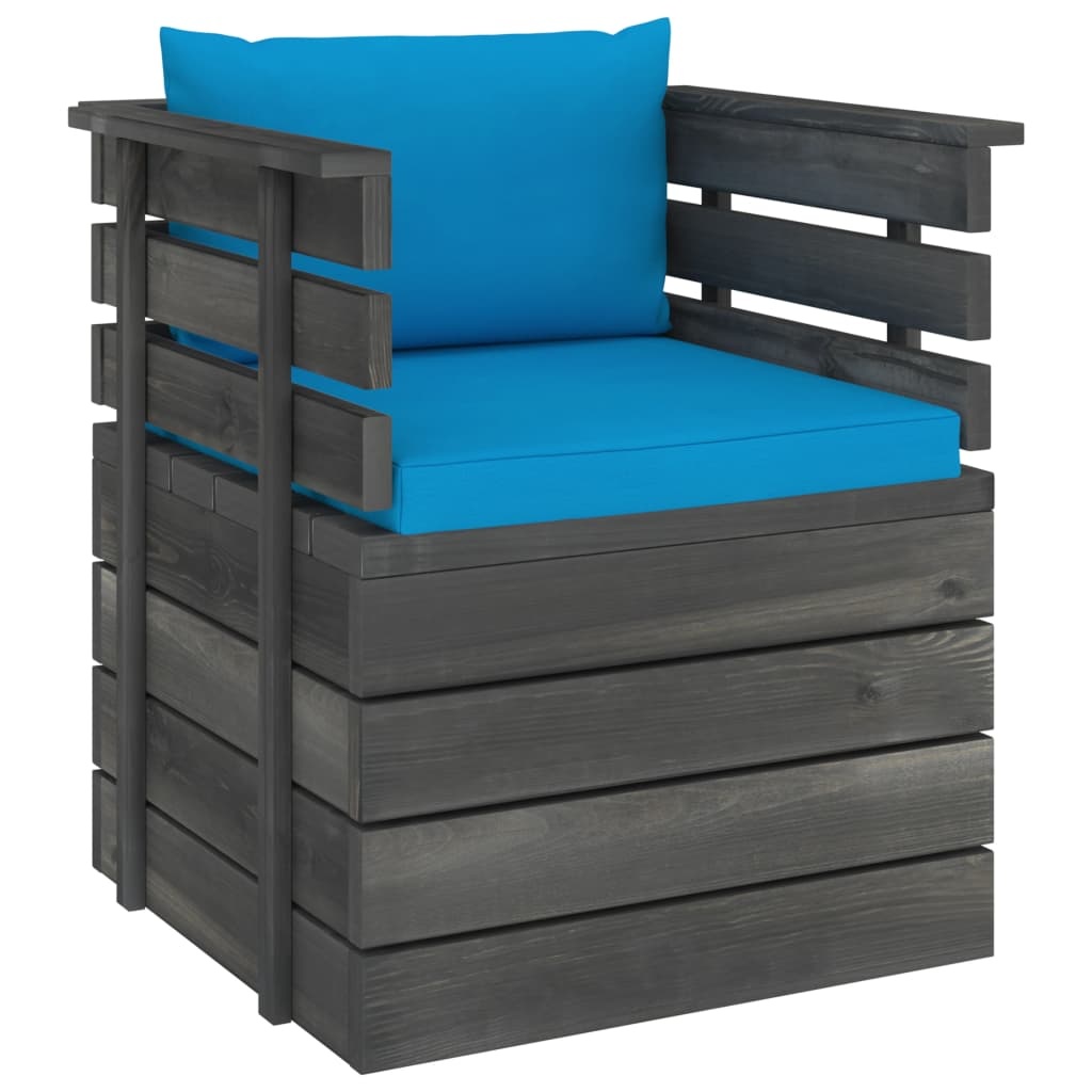 VidaXL 7-delige Loungeset met kussens pallet massief grenenhout