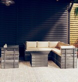 VidaXL 7-delige Loungeset met kussens pallet massief grenenhout