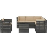 VidaXL 7-delige Loungeset met kussens pallet massief grenenhout