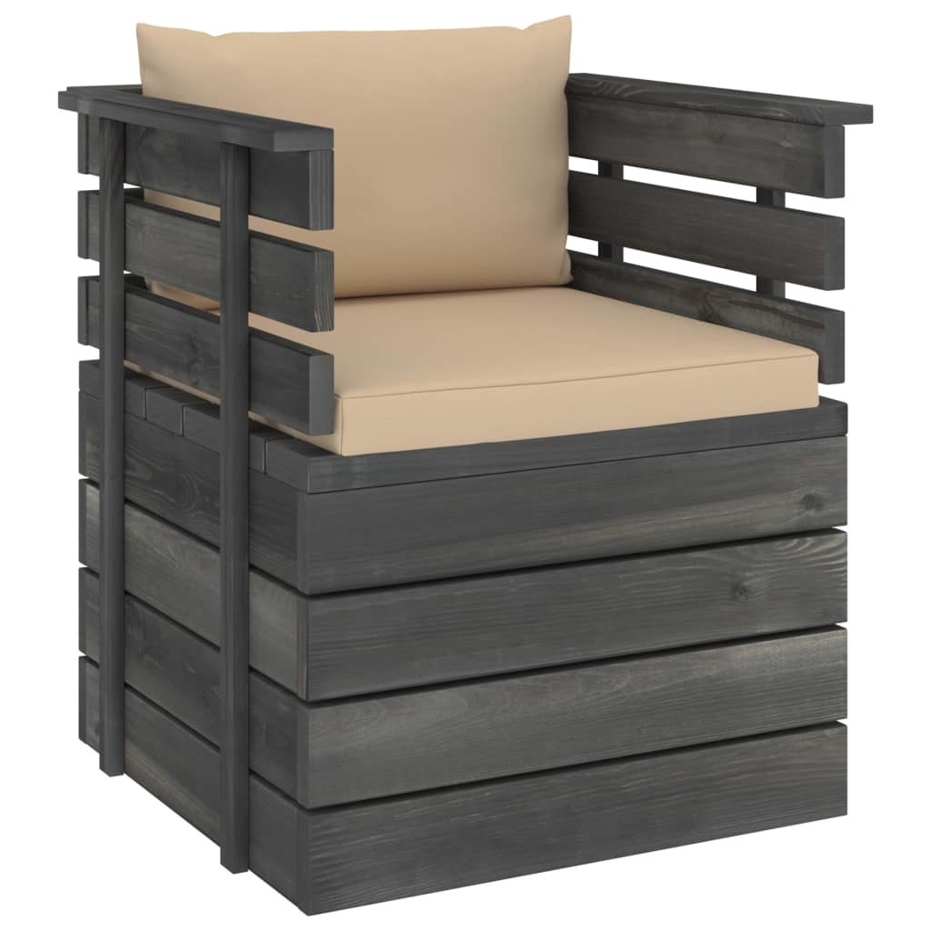 VidaXL 7-delige Loungeset met kussens pallet massief grenenhout