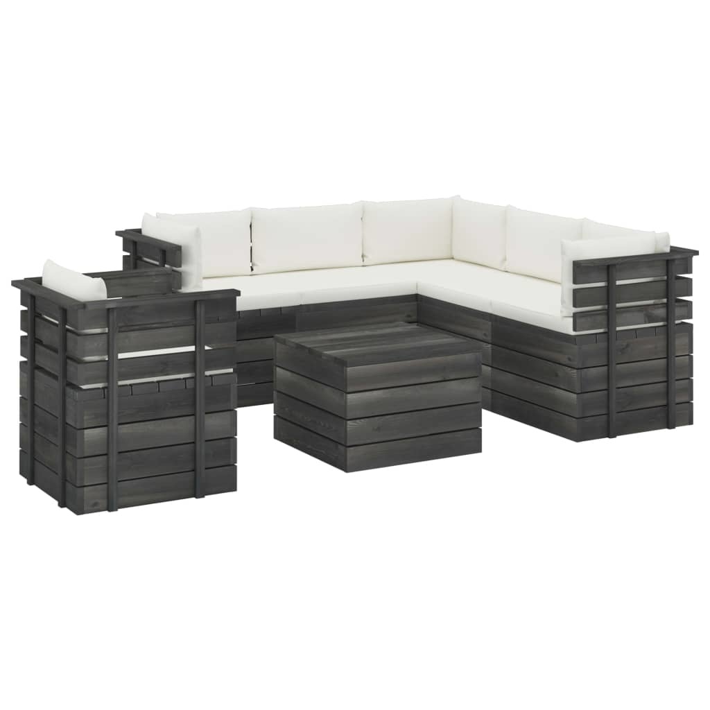 VidaXL 7-delige Loungeset met kussens pallet massief grenenhout