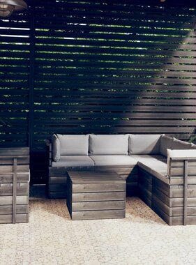 VidaXL 7-delige Loungeset met kussens pallet massief grenenhout