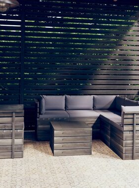 VidaXL 7-delige Loungeset met kussens pallet massief grenenhout
