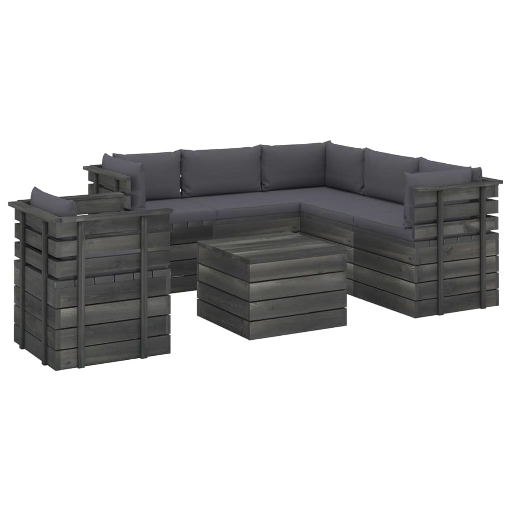 VidaXL 7-delige Loungeset met kussens pallet massief grenenhout