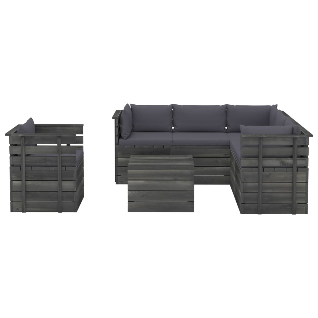 VidaXL 7-delige Loungeset met kussens pallet massief grenenhout