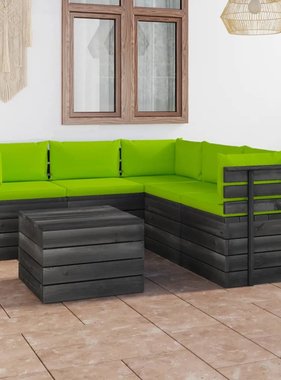 VidaXL 6-delige Loungeset met kussens pallet massief grenenhout