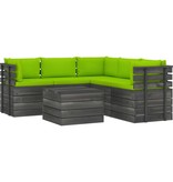 VidaXL 6-delige Loungeset met kussens pallet massief grenenhout