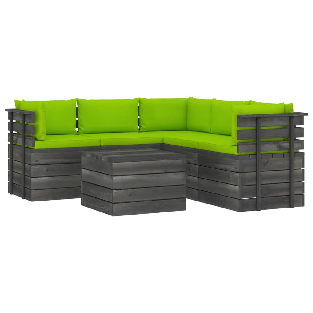 VidaXL 6-delige Loungeset met kussens pallet massief grenenhout