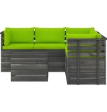 VidaXL 6-delige Loungeset met kussens pallet massief grenenhout