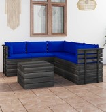 VidaXL 6-delige Loungeset met kussens pallet massief grenenhout