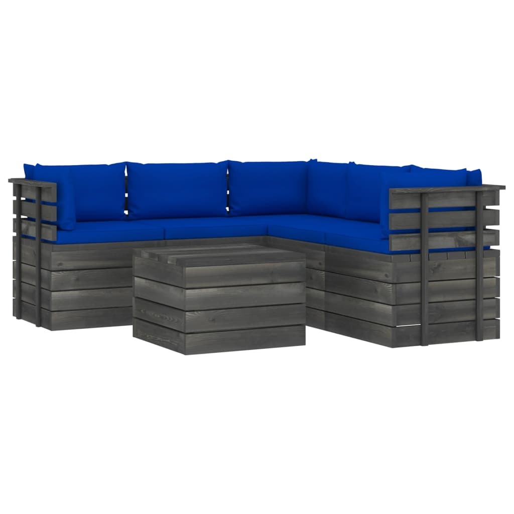 VidaXL 6-delige Loungeset met kussens pallet massief grenenhout