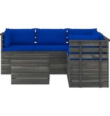 VidaXL 6-delige Loungeset met kussens pallet massief grenenhout