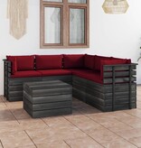 VidaXL 6-delige Loungeset met kussens pallet massief grenenhout