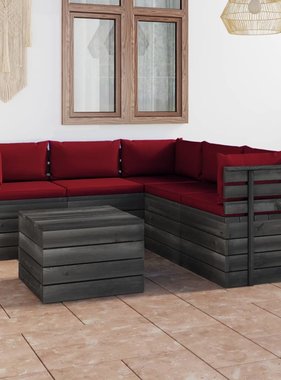 VidaXL 6-delige Loungeset met kussens pallet massief grenenhout