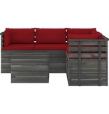 VidaXL 6-delige Loungeset met kussens pallet massief grenenhout
