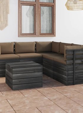 VidaXL 6-delige Loungeset met kussens pallet massief grenenhout