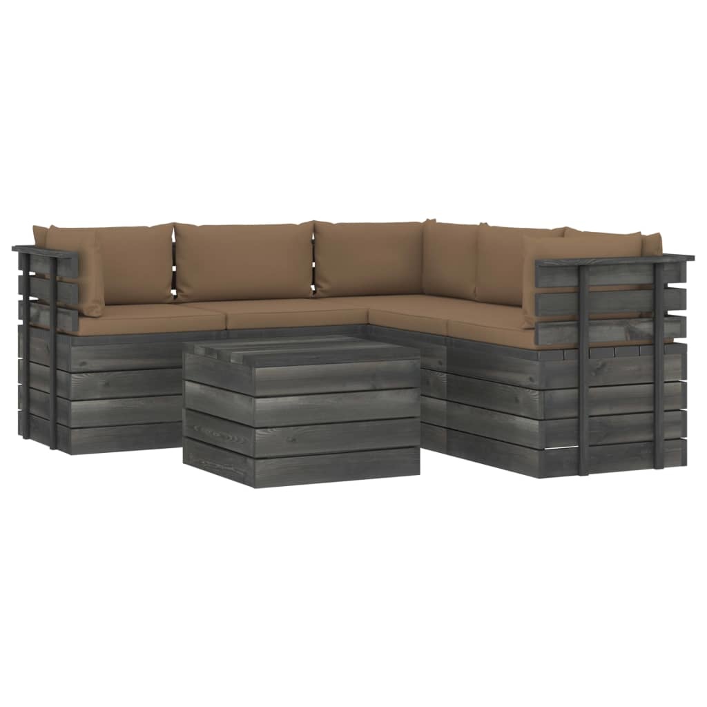 VidaXL 6-delige Loungeset met kussens pallet massief grenenhout