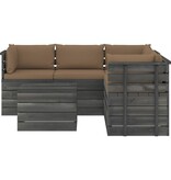VidaXL 6-delige Loungeset met kussens pallet massief grenenhout