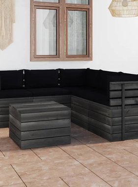 VidaXL 6-delige Loungeset met kussens pallet massief grenenhout