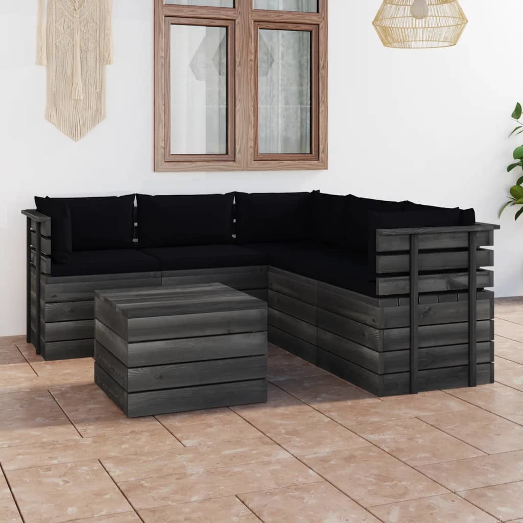 VidaXL 6-delige Loungeset met kussens pallet massief grenenhout