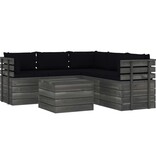 VidaXL 6-delige Loungeset met kussens pallet massief grenenhout