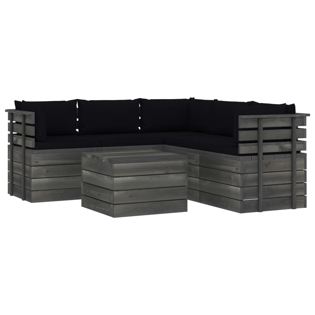VidaXL 6-delige Loungeset met kussens pallet massief grenenhout