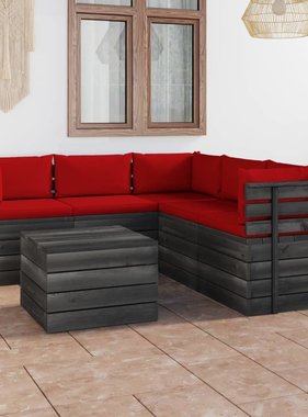 VidaXL 6-delige Loungeset met kussens pallet massief grenenhout