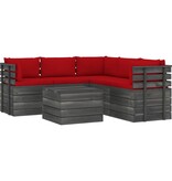 VidaXL 6-delige Loungeset met kussens pallet massief grenenhout
