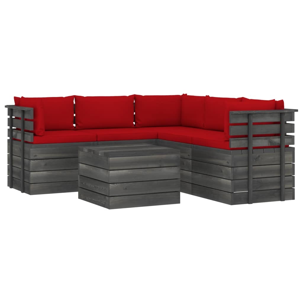 VidaXL 6-delige Loungeset met kussens pallet massief grenenhout