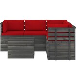 VidaXL 6-delige Loungeset met kussens pallet massief grenenhout