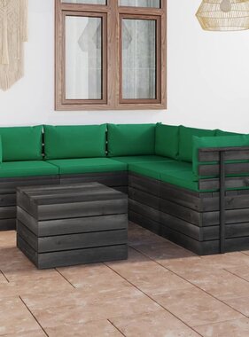 VidaXL 6-delige Loungeset met kussens pallet massief grenenhout