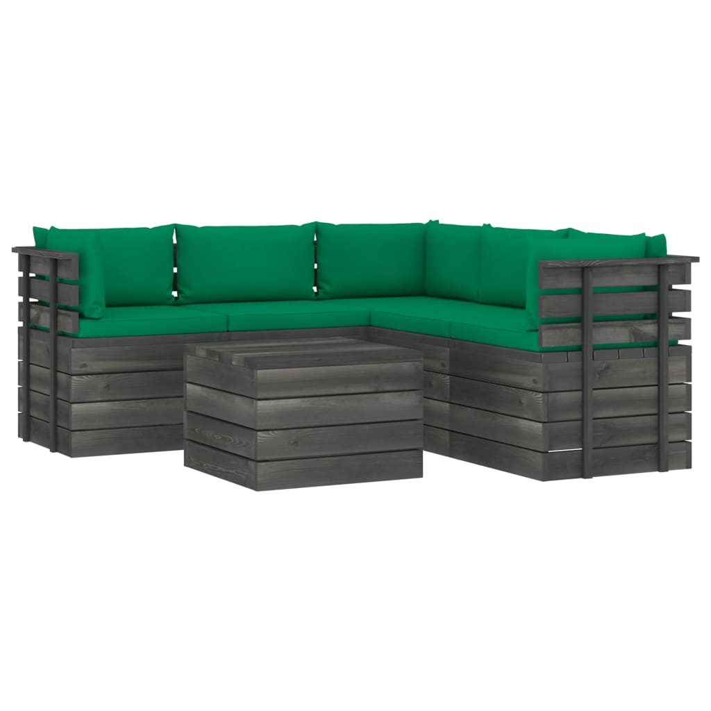 VidaXL 6-delige Loungeset met kussens pallet massief grenenhout
