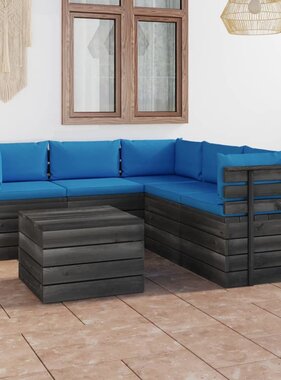 VidaXL 6-delige Loungeset met kussens pallet massief grenenhout