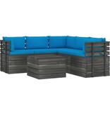 VidaXL 6-delige Loungeset met kussens pallet massief grenenhout
