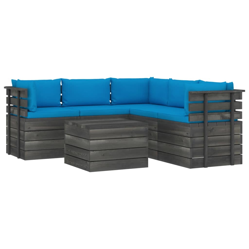 VidaXL 6-delige Loungeset met kussens pallet massief grenenhout