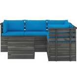 VidaXL 6-delige Loungeset met kussens pallet massief grenenhout