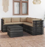 VidaXL 6-delige Loungeset met kussens pallet massief grenenhout
