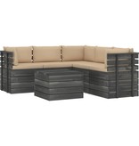 VidaXL 6-delige Loungeset met kussens pallet massief grenenhout