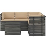 VidaXL 6-delige Loungeset met kussens pallet massief grenenhout