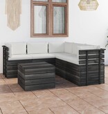 VidaXL 6-delige Loungeset met kussens pallet massief grenenhout