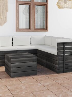 VidaXL 6-delige Loungeset met kussens pallet massief grenenhout