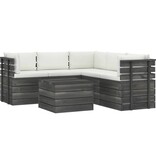 VidaXL 6-delige Loungeset met kussens pallet massief grenenhout