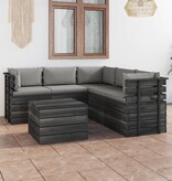 VidaXL 6-delige Loungeset met kussens pallet massief grenenhout